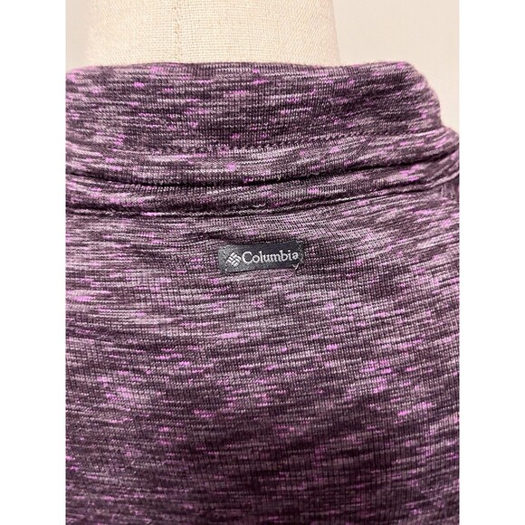 Columbia Womens Size Medium Purple Space Dye 1/4 Zip Pullover Knit Ruched Sleeve - Picture 7 of 10